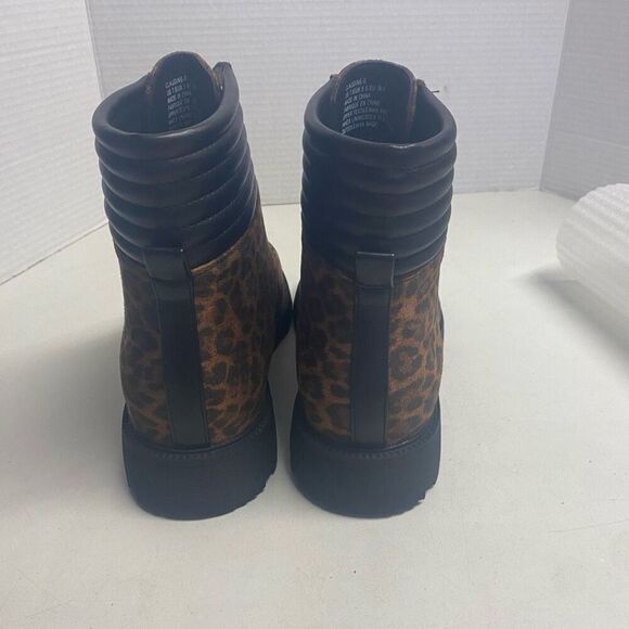 JUST FAB Women’s Claudine E Booties‎ Leopard Black Lace Up Boots - Picture 10 of 11